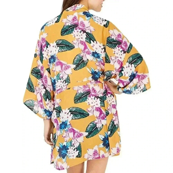 Say What Women's Floral Kimono, Gold Floral NWT MEDIUM - Picture 9 of 10